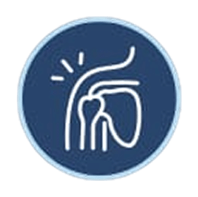 Shoulder pain relief icon showing painful shoulder joint - illustrating the problem the Restore You pillow for sleep apnea and recovery pillow solves