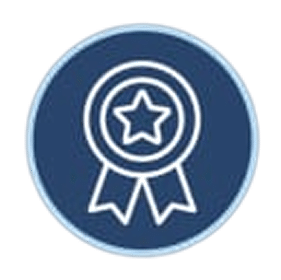 Quality certification badge icon - FDA-registered and patented technology symbol for Restore You sleep restoration pillow medical device